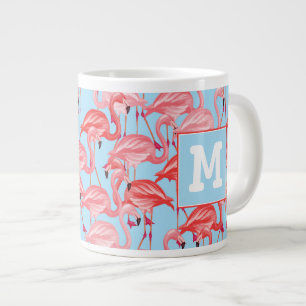 Grande Tasse Flamants roses rose Clair Sur Bleu  Ajouter votre 
