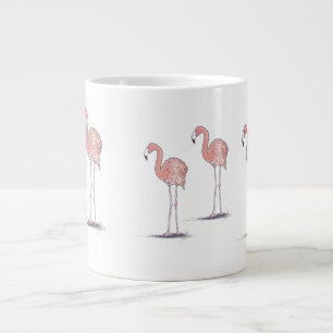 Grande Tasse Flamants roses roses amusants Stylo et dessin coul