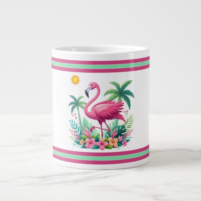 Grande Tasse Flamingo rose tropicale/Floride (Devant)
