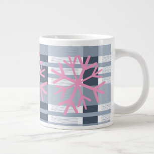 Grande Tasse Flèche de neige simple main tiré blanc rose plaid