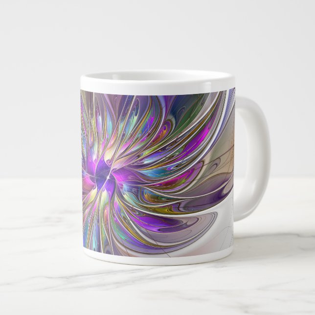 Grande Tasse Fleur d'art Abstrait, énergique et coloré (Devant droit)