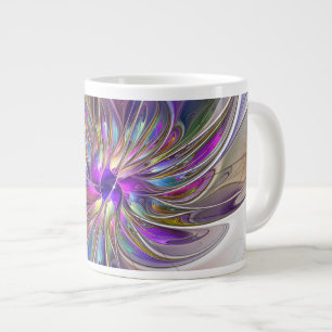 Grande Tasse Fleur d'art fractal abstrait énergique et coloré