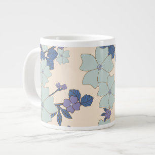 Grande Tasse Fleurs Bleues, Fleurs Violettes, Motif Floral