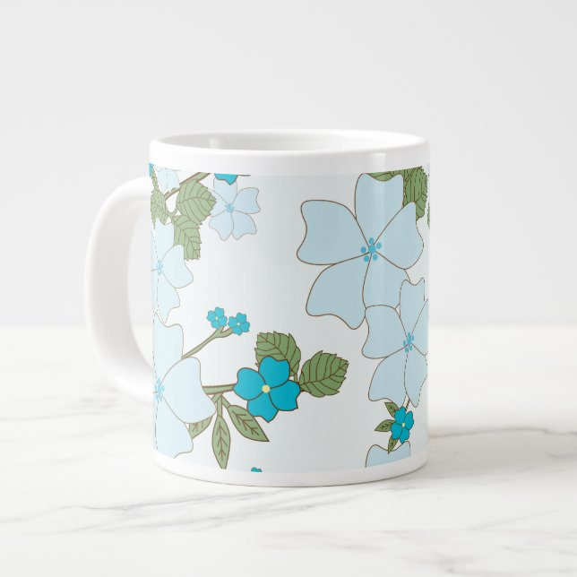 Grande Tasse Fleurs Bleues, Motif Floral, Motif De Fleurs (Devant gauche)
