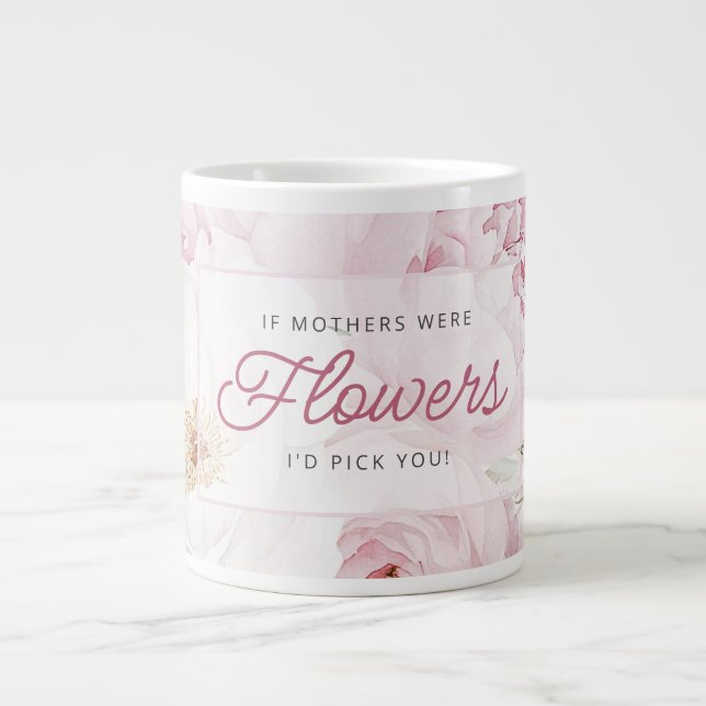 Grande Tasse Fleurs de pivoine de la Fête des Mères Je te chois (Devant)