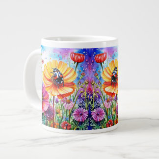 Grande Tasse Fleurs et coccinelles