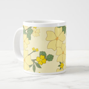 Grande Tasse Fleurs Jaunes, Motif Floral, Motif De Fleurs