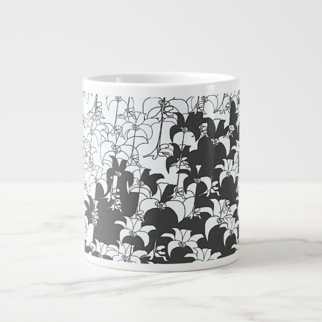 Grande Tasse Fleurs noires blanches (Devant)