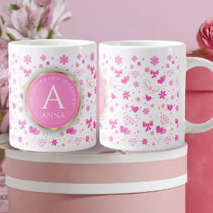 Grande Tasse Fleurs roses mignonnes Motif sans soudure, Fille F