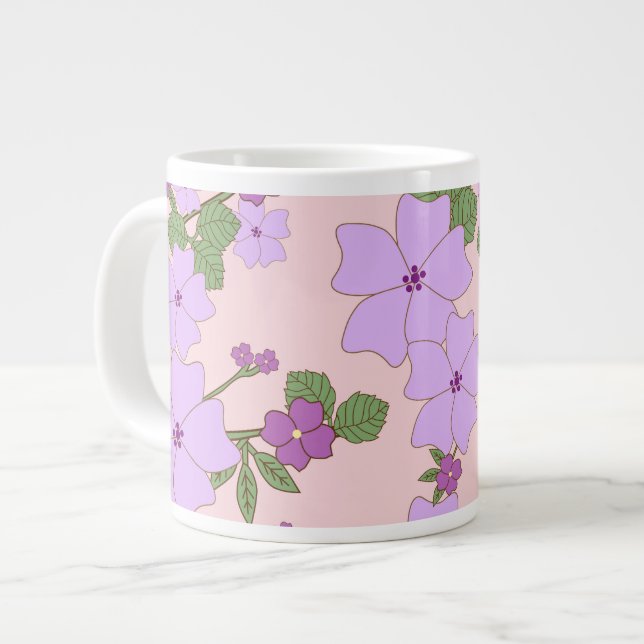 Grande Tasse Fleurs Violettes, Modèle Floral, Motif De Fleurs (Devant gauche)