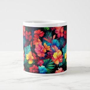 Grande Tasse Floral Orange Tropical Flowers Feuille-66771