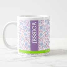 Floral pourpre Nom personnalisé & Monogramme