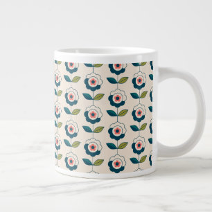 Grande Tasse Flore turquoise rétro