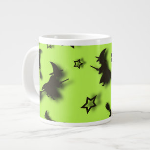 Grande Tasse Flying witch among stars at Halloween night 3D