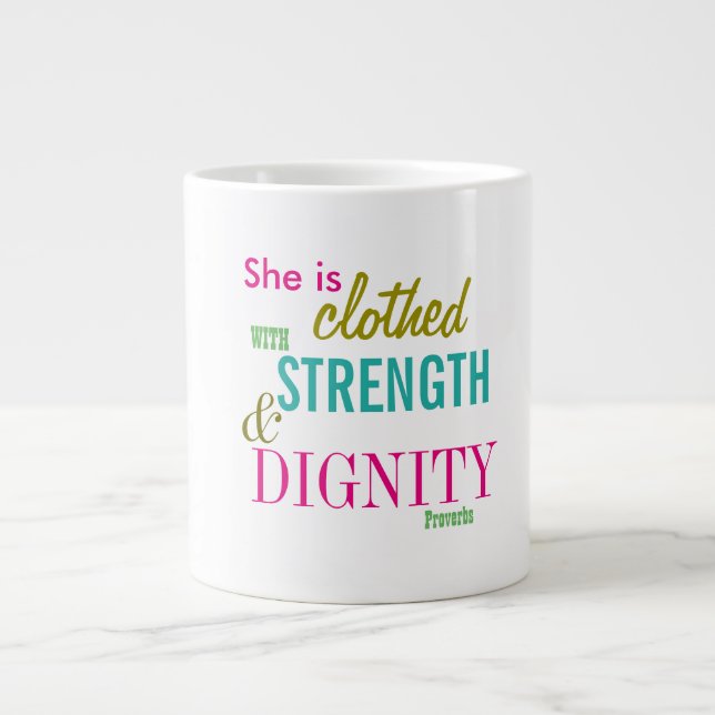 Grande Tasse Force Dignité Bible Verse Girls Inspiration (Devant)
