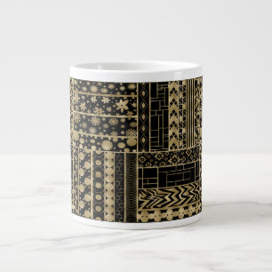 Grande Tasse Formes et Fleurs Tangle en noir et or