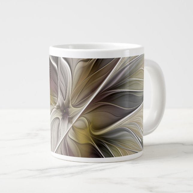 Grande Tasse Fractale florale, Fleur Imaginaire aux couleurs de (Devant droit)