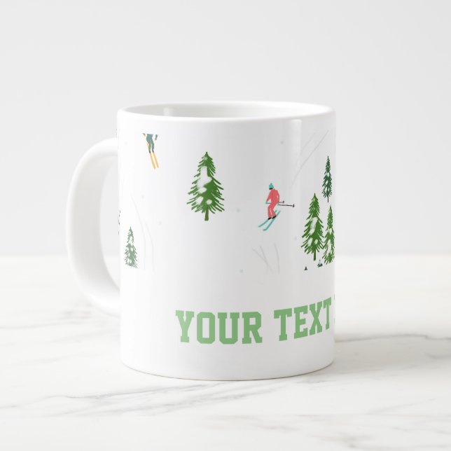 Grande Tasse Freeride Skieurs Alpins Ski Illustration Skier (Devant gauche)