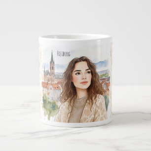 Grande Tasse Fribourg, Allemagne, Femme avec vue sur la ville d