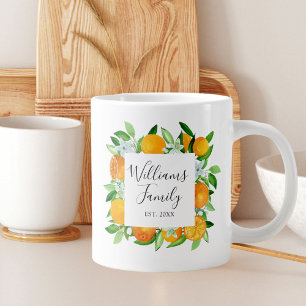 Grande Tasse Fruits et fleurs orange Été Floral botanique