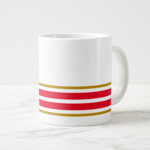 Grande Tasse Fun Blanc brillant Rouge Bord inférieur Rayures de