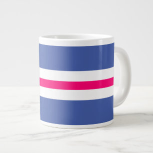 Grande Tasse Fun Colorful Pink Blanc Bleu Bleu Bleu Rayures de 