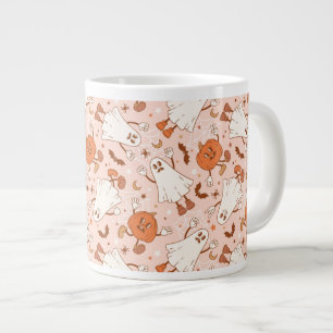 Grande Tasse Fun Retro Ghost & Jack-O-Lantern Motif