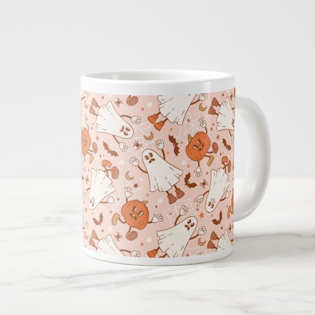 Grande Tasse Fun Retro Ghost & Jack-O-Lantern Motif (Devant droit)