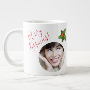 Grande Tasse Fun Romantique Noël Photo Mistletoe "Kissmas"