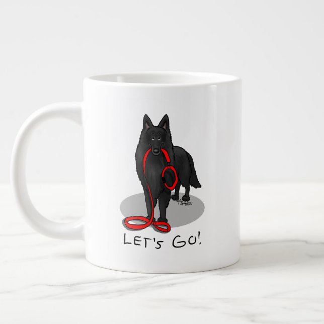 Grande Tasse Funny Let's Go! Walk Belgian Sheepdog (black 1) (Gauche)