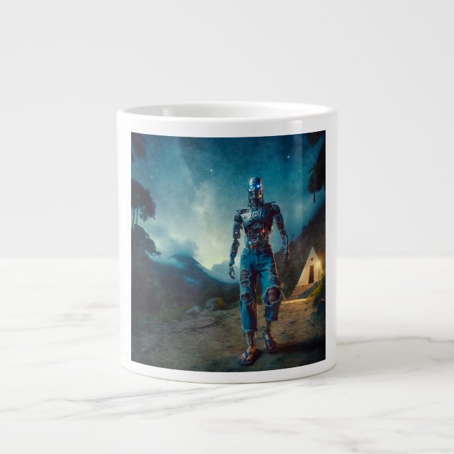 Grande Tasse Futuristic Robot in Ancient Landscape (Devant)