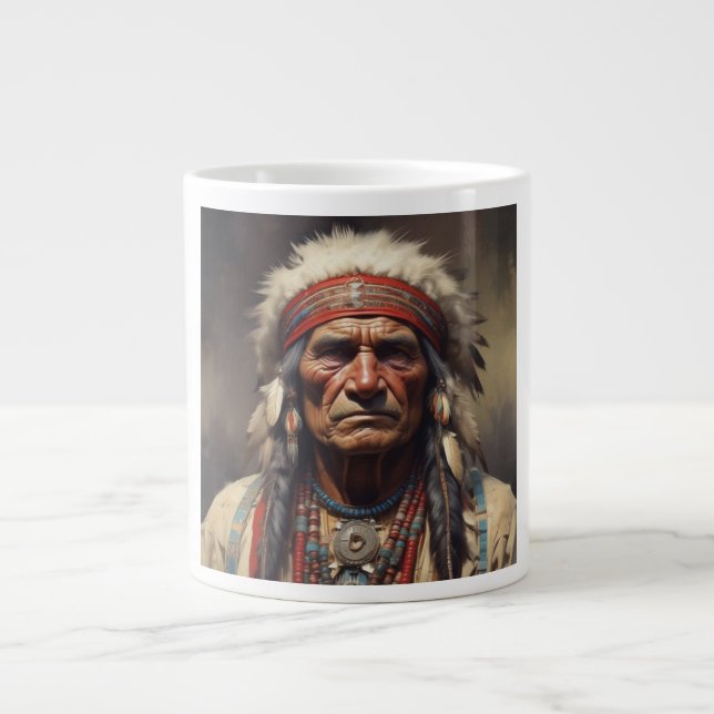 Grande Tasse Geronimo Portrait du chef guerrier indien (Devant)