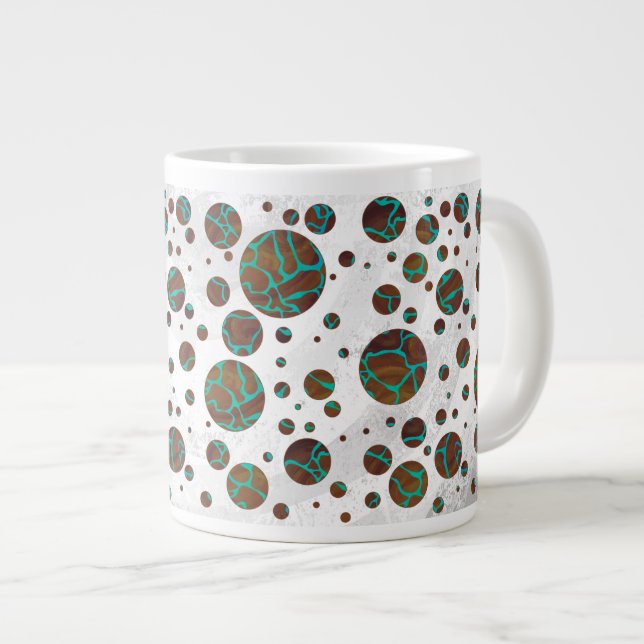 Grande Tasse Giraffe Impression Brown et Turquoise (Devant droit)