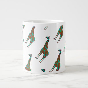 Grande Tasse Giraffe Impression Brown et Turquoise