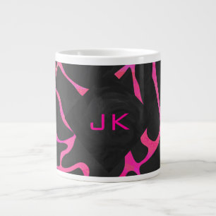 Grande Tasse Giraffe rose chaude et noire
