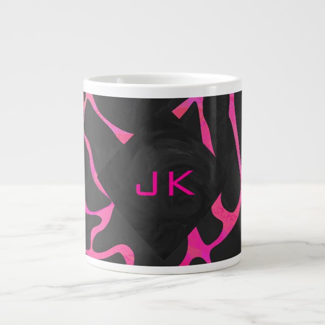 Grande Tasse Giraffe rose chaude et noire (Devant)