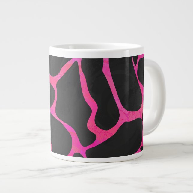 Grande Tasse Giraffe rose chaude et noire (Devant droit)