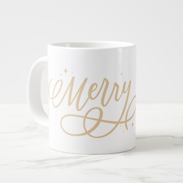 Grande Tasse Gold Script Sparkly Bubbly Joyeux cadeau de vacanc (Devant gauche)
