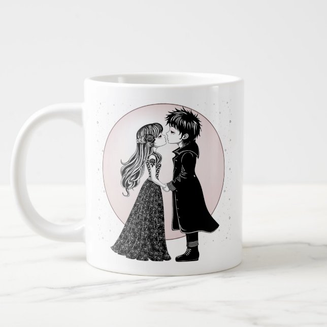 Grande Tasse Gothique Emo Enfants Kiss Valentine's Day (Gauche)