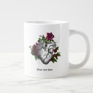 Grande Tasse Gothique Vintage Fleur de Bourgogne Cœur