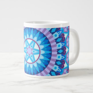 Grande Tasse Grand Mandala d'Hiver Bleu Motif Flocon de Neige C