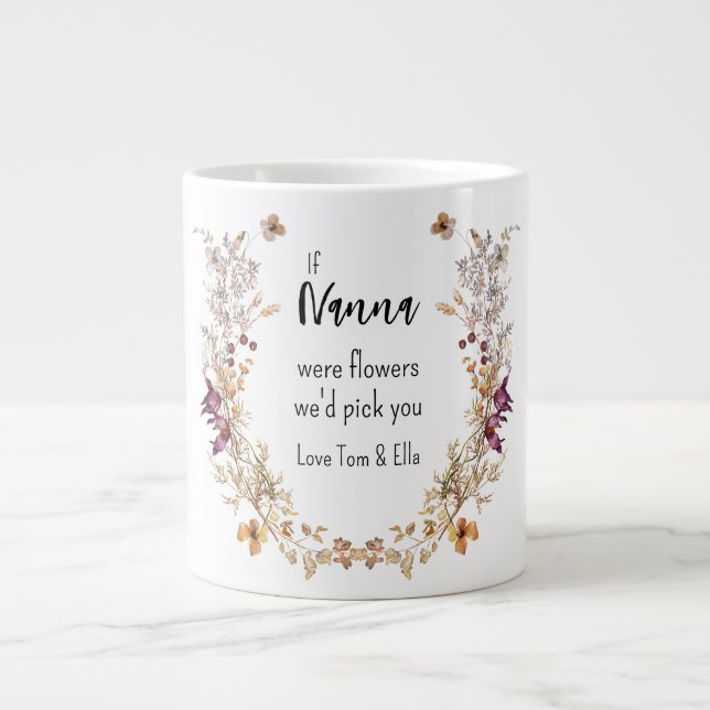 Grande Tasse Grand-mère grand-enfants floraux noms (Devant)