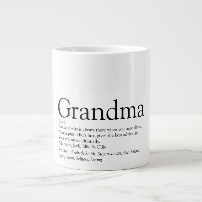 Grande Tasse Grand-mère noire et blanche Définition de grand-mè (Devant)