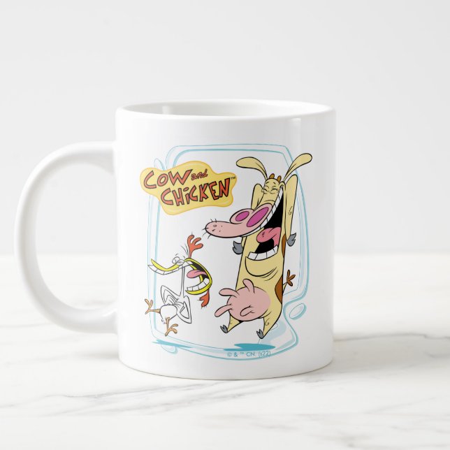Grande Tasse Graphique de rire de vache et de poulet (Gauche)