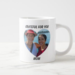 Grande Tasse Grateful Agradecida Bilingue Fête des Mères Coeur