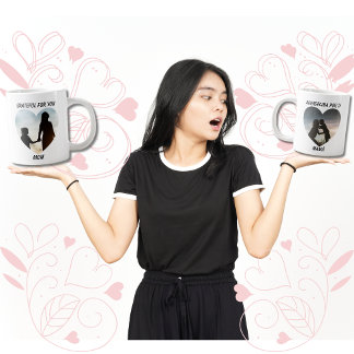 Grande Tasse Grateful Agradecida Bilingue Fête des Mères Coeur