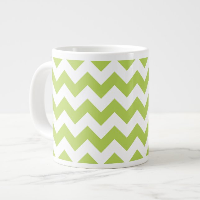 Grande Tasse Green Zigzag, Green Chevron, Motif géométrique (Devant gauche)