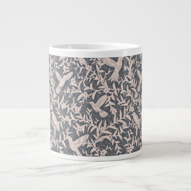 Grande Tasse Gris du feuillage des colibris (Devant)