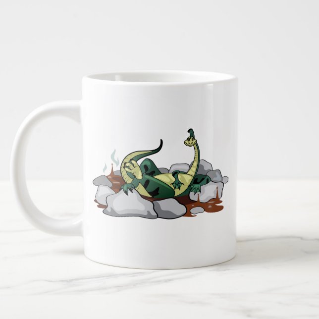 Grande Tasse Hadrosaurus Se Détendre Dans Un Jacuzzi. (Gauche)
