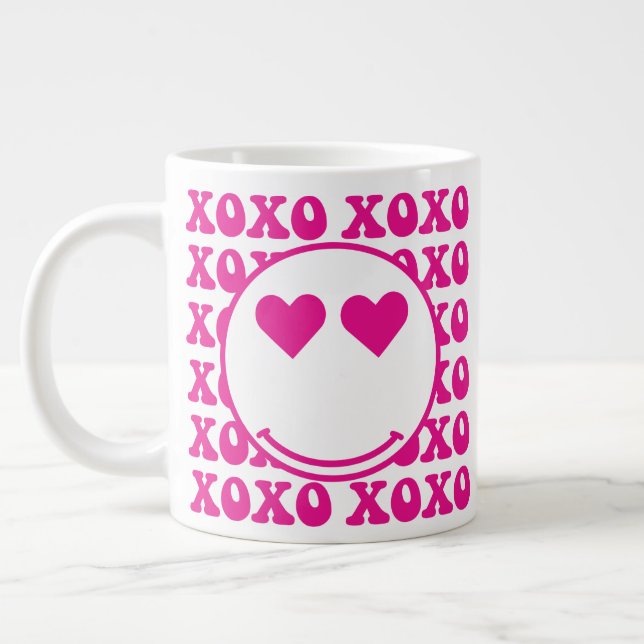 Grande Tasse Happy Face, xoxo, valentine, custom mug, cup (Gauche)